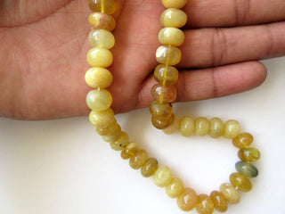 11mm Natural Yellow Opal Rondelle Beads, Smooth Opal Rondelle Beads, 16 Inch Strand, GDS677