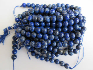 Lapis Lazuli Large Hole Gemstone beads, 8mm Lapis Lazuli Smooth Round Beads, Drill Size 1mm, 15 Inch Strand, GDS575