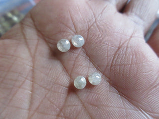 2 Pieces 4.5mm Each Natural White Rose Cut Diamond Loose, Matched Pairs Rough Diamond Rose Cut, DDS416