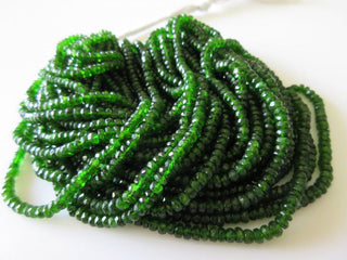 Green Chrome Tourmaline Faceted Rondelle Beads, Faceted Chrome Dravite Green Tourmaline, 3mm To 4mm, 16 Inch Strand GDS680