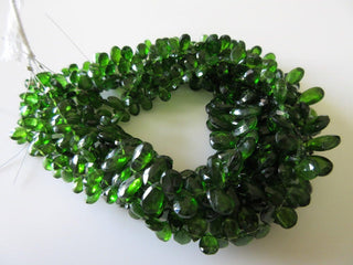 Green Chrome Tourmaline Faceted Pear Beads Faceted Chrome Dravite Green Tourmaline 7mm To 10mm 9 Inch Strand GDS682