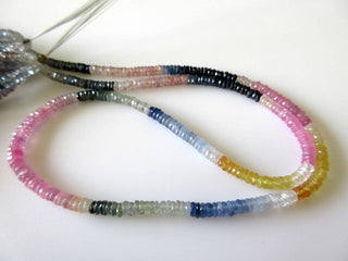 Multi Sapphire Faceted Tyre Rondelle Beads, 3mm Blue Sapphire Yellow Sapphire Pink Sapphire Beads, 17 Inch, GDS687