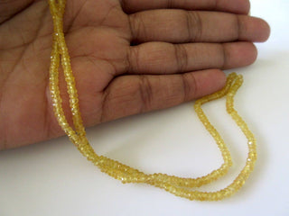 2mm To 3mm Natural Yellow Sapphire Faceted Rondelle Beads, 2mm To 3mm Yellow Sapphire Beads, 17 Inch Strand, Sapphire Rondelle Beads, GDS688