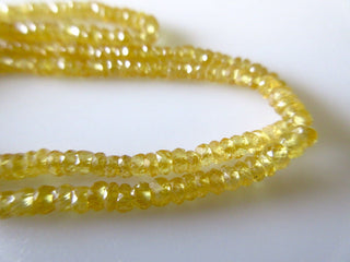 2mm To 3mm Natural Yellow Sapphire Faceted Rondelle Beads, 2mm To 3mm Yellow Sapphire Beads, 17 Inch Strand, Sapphire Rondelle Beads, GDS688