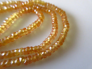 Yellow Orange Sapphire Faceted Rondelle Beads, 2.5mm To 3.5mm Yellow Sapphire Beads, 17 Inch Strand, Sapphire Rondelle, GDS689