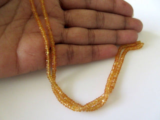 Yellow Orange Sapphire Faceted Rondelle Beads, 2.5mm To 3.5mm Yellow Sapphire Beads, 17 Inch Strand, Sapphire Rondelle, GDS689