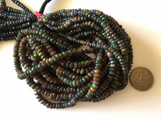 Ethiopian Black Opal Faceted Rondelle Beads, Ethiopian Welo Black Opal Beads, 4mm To 7mm Beads, 16 Inch Strand, GDS697