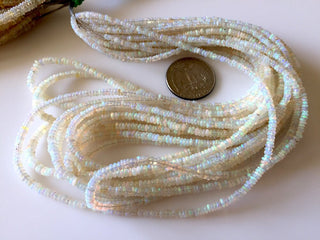 3mm To 5mm Ethiopian Welo Opal Rondelle Beads, 18 Inches Natural Not Enhanced Opal Smooth Rondelles, DDS703