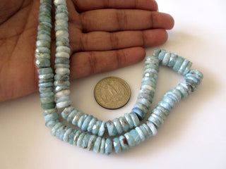 Natural Larimar Tyre Beads, 6mm To 11mm Larimar Rondelle Beads, Larimar Jewelry, Larimar Stone, 16 Inch Strand, GDS704