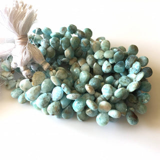 New Addition Natural Larimar Faceted Pear Shaped Briolette Beads, Larimar Jewelry, Larimar Stone, 10mm To 11mm, 8 Inch Strand, GDS706