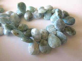 Natural Larimar Faceted Pear Shaped Briolette Beads, Larimar Jewelry, Larimar Stone, 11mm To 11mm, Sold As 4 Inch/8 Inch Strand, GDS707