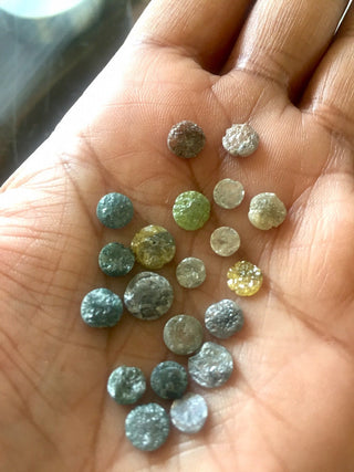 6 Pieces 4mm To 5mm/4 Pieces 5mm To 6mm Round Flat back Conflict Free Grey/Blue/White/Yellow/Red Natural Rough Uncut Loose Diamond, DDS425