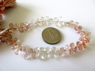 AAA SunStone Faceted Pear Beads, Natural Sunstone Briolettes Beads, 8 Inch Strand, 8mm Approx, GDS714