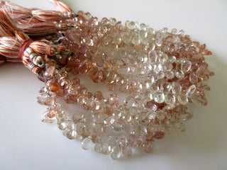 AAA SunStone Faceted Pear Beads, Natural Sunstone Briolettes Beads, 8 Inch Strand, 8mm Approx, GDS714