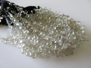 African Moonstone Faceted Pear Briolette Beads, Moonstone Briolettes, 6mm To 8mm, 9 Inch Strand, GDS715