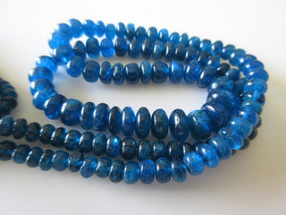 Apatite Smooth Rondelle Beads, Neon Blue Apatite Rondelles, 4mm To 7mm, 16Inch Strand, GDS718