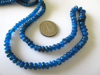 Apatite Smooth Rondelle Beads, Neon Blue Apatite Rondelles, 4mm To 7mm, 16Inch Strand, GDS718