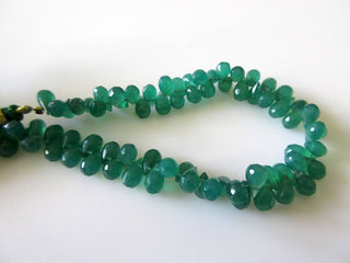 Green Onyx Tear Drop Briolette Beads, Faceted Green Onyx Briolettes, 8mm Beads, 8 Inch Strand, GDS719