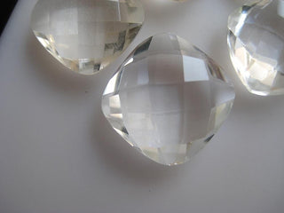 10 Pieces 13x13mm Each Natural Quartz Crystal Cushion Shaped Briolettes Both Side Faceted Loose Gemstones BB90