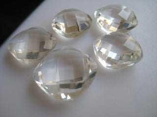 10 Pieces 13x13mm Each Natural Quartz Crystal Cushion Shaped Briolettes Both Side Faceted Loose Gemstones BB90