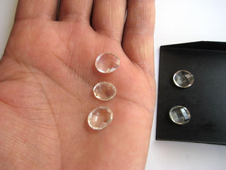 10 Pieces 12x10mm Each Natural Quartz Crystal Oval Shaped Both Side Faceted Loose Gemstones BB97