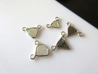 1 Piece 6mm Triangle Natural Diamond Slice Connector Double Loop Sterling Silver Gold Filled Pendants Charms,DDS434