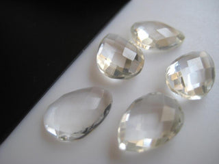 10 Pieces 14x10mm Each Natural Quartz Crystal Pear Shaped Clear White Both Side Faceted Loose Gemstones BB101