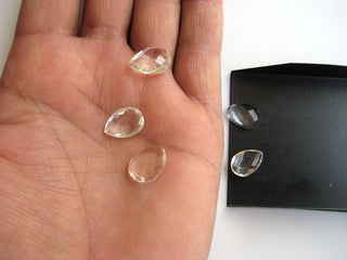 10 Pieces 14x10mm Each Natural Quartz Crystal Pear Shaped Clear White Both Side Faceted Loose Gemstones BB101