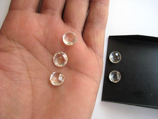 20 Pieces 9mm Each Natural Quartz Crystal Round Shaped Both Side Faceted Loose Gemstones BB104