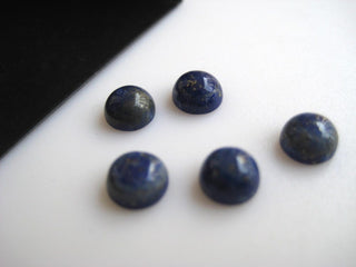 5 Pieces 14mm Each Natural Lapis Lazuli Round Shaped Blue Color Smooth Flat Back Loose Cabochons BB77