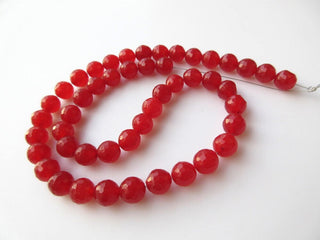 Red Jasper Large Hole Gemstone beads, 7.5mm Red Jade Faceted Round Beads, 1mm Drill Size, 13 Inch Strand, GDS416