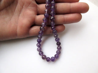 Purple Amethyst Large Hole Gemstone beads, 10mm Amethyst Faceted Round Beads, 1mm Drill, 12 Inch Strand, GDS419