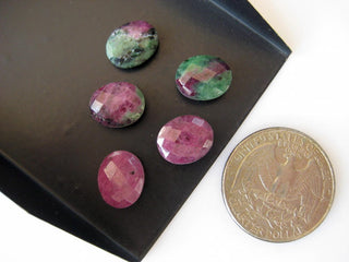 10 Pieces 11x9mm Each Natural Ruby Zoisite Oval Shaped Both Side Faceted Loose Gemstones BB146