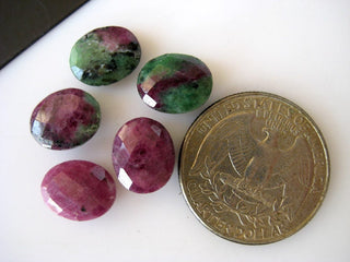 10 Pieces 11x9mm Each Natural Ruby Zoisite Oval Shaped Both Side Faceted Loose Gemstones BB146