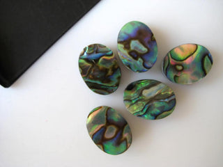 10 Pieces 11x9mm Each Natural Abalone Shell Oval Shaped Cabochons, Black Mother of Pearl Flat Back Gemstones Cabochons, BB150