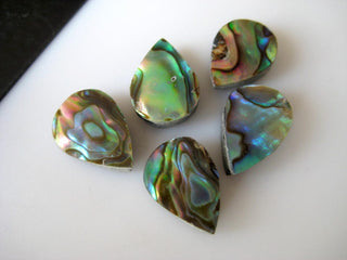 5 Pieces Natural Abalone Shell Pear Shaped Cabochons, Black Mother of Pearl Flat Back Gemstones Cabochons, 9x13mm Each, BB151