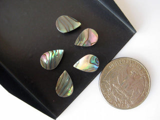 10 Pieces 11x8mm Each Natural Abalone Shell Pear Shaped Cabochons, Black Mother of Pearl Flat Back Gemstones Cabochons, BB152