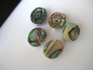 5 Pieces 16x12mm Each Natural Abalone Shell Oval Shaped Cabochons, Black Mother of Pearl Flat Back Gemstones Cabochons, BB153