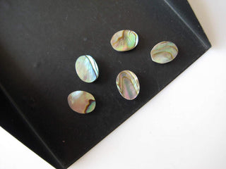 20 Pieces 8x6mm Approx. Natural Abalone Shell Oval Shaped Cabochons Black Mother of Pearl Smooth Flat Back Gemstone Cabochons BB154