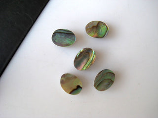 20 Pieces 8x6mm Approx. Natural Abalone Shell Oval Shaped Cabochons Black Mother of Pearl Smooth Flat Back Gemstone Cabochons BB154