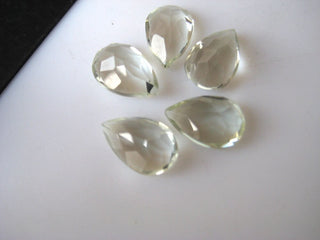 10 Pieces 12x8mm Each Natural Green Amethyst Pear Shaped Faceted Flat Back Loose Gemstones BB156