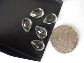 10 Pieces 12x8mm Each Natural Green Amethyst Pear Shaped Faceted Flat Back Loose Gemstones BB156