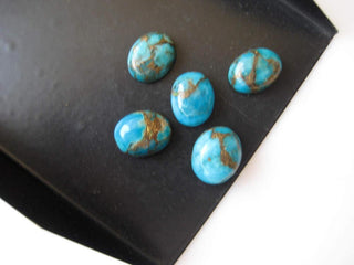 10 Pieces 10x8mm Each Blue Copper Turquoise Oval Shaped Smooth Flat Back Loose Cabochon BB186