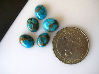 10 Pieces 10x8mm Each Blue Copper Turquoise Oval Shaped Smooth Flat Back Loose Cabochon BB186