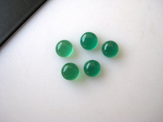 50 Pieces 4x4mm Each Green Onyx Round Shaped Smooth Flat Back Loose Cabochons BB194