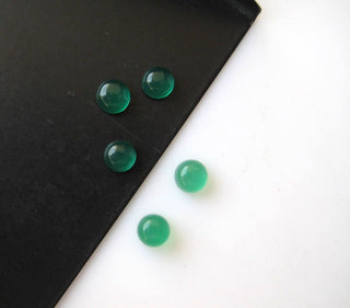 50 Pieces 4x4mm Each Green Onyx Round Shaped Smooth Flat Back Loose Cabochons BB194