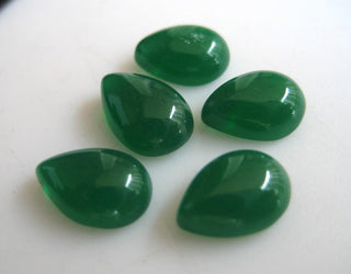 20 Pieces 10x7mm Each Green Onyx Pear Shaped Smooth Flat Back Loose Cabochons BB212