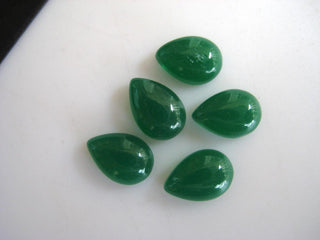 20 Pieces 10x7mm Each Green Onyx Pear Shaped Smooth Flat Back Loose Cabochons BB212