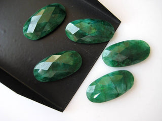 5 Pieces Huge 25x13mm Green Corundum Emerald Oval Shaped Faceted Flat Back Loose Gemstones BB219