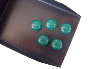 10 Pieces 11x11mm Each Green Onyx Round Shaped Smooth Flat Back Loose Cabochons BB235